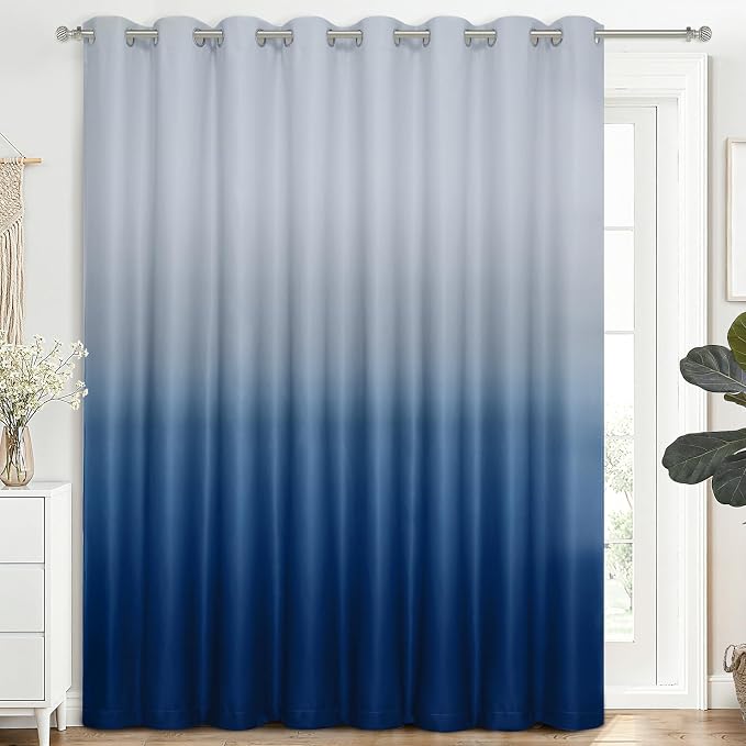 SimpleHome Ombre Gradient Blue White to Gray Curtains by SimpleHome