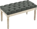 LOULENS 31'' Entryway Bench, Linen Upholstered End of Bed Bench, Dark Grey | by LOULENS