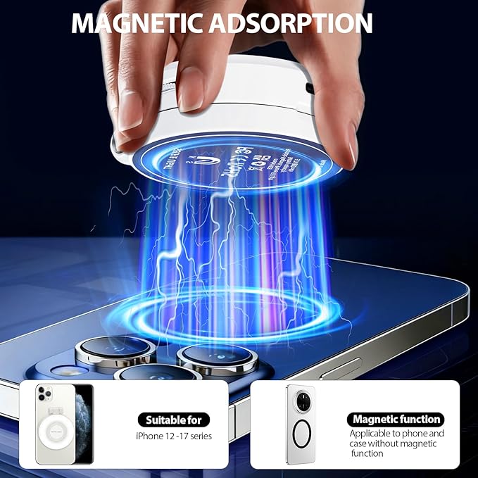 CMUBH Magnetic Selfie Light for MagSafe iPhone: 3 Light Modes, Rechargeable 360° Rotatable LED Phone Ring Fill Light with Mirror for Photography, Makeup, TikTok, Zoom, Video Conference, White