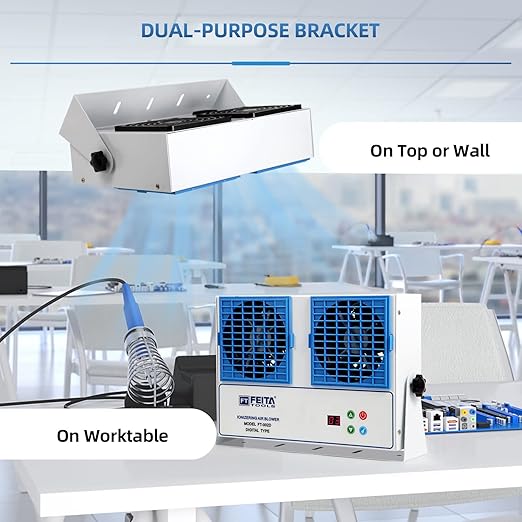 FEITA Ionizing Air Blower Anti Static Ionizer New Cleaning Type Static Fan Electrostatic Discharge Ionizer Blower Dual-Purpose Bracket Industrial ESD Static Eliminator