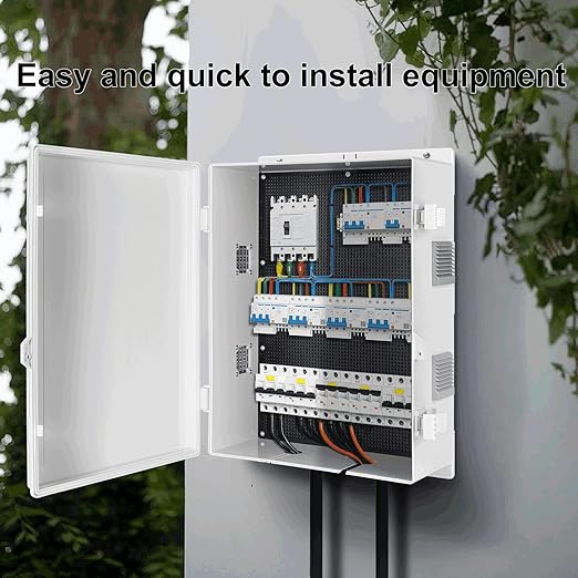 Namunanee Outdoor Electrical Junction Box, ABS Water Resistant Enclosure with Internal Mounting Panel & Hinged Cover (18.1" H* 12.6" L* 6.3" W)