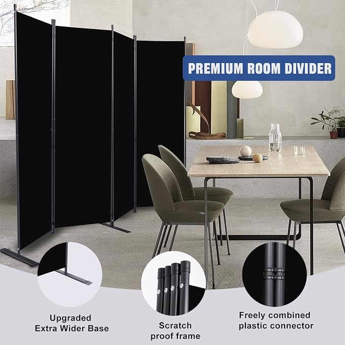 Room Divider 4 Panel-88''Wide, 6FT Room Dividers and Folding Privacy Screens | - Image 4