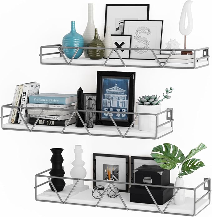 Floating Shelves Set of 3, Wood Wall Shelf, Farmhouse Shelf by Amoot