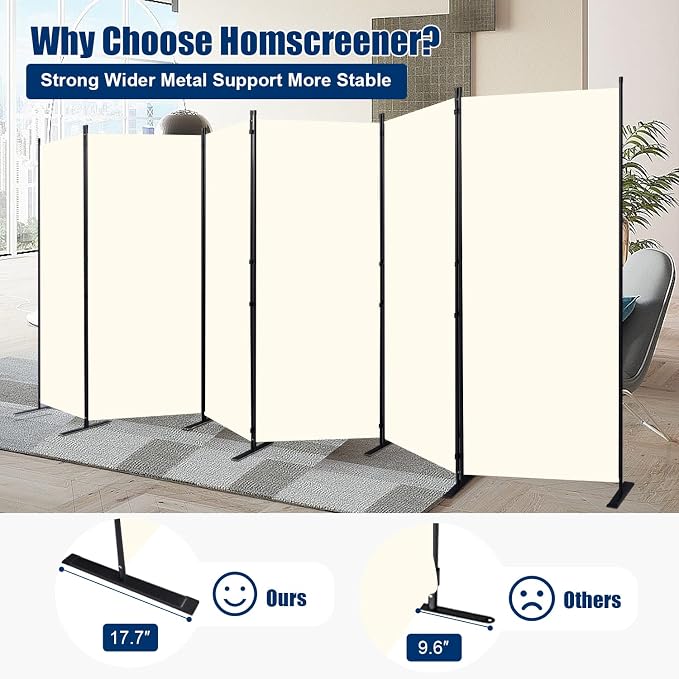 Room Divider 6 Panel-204''Wide, 6FT Room Dividers and Folding Privacy Screen | - Image 3
