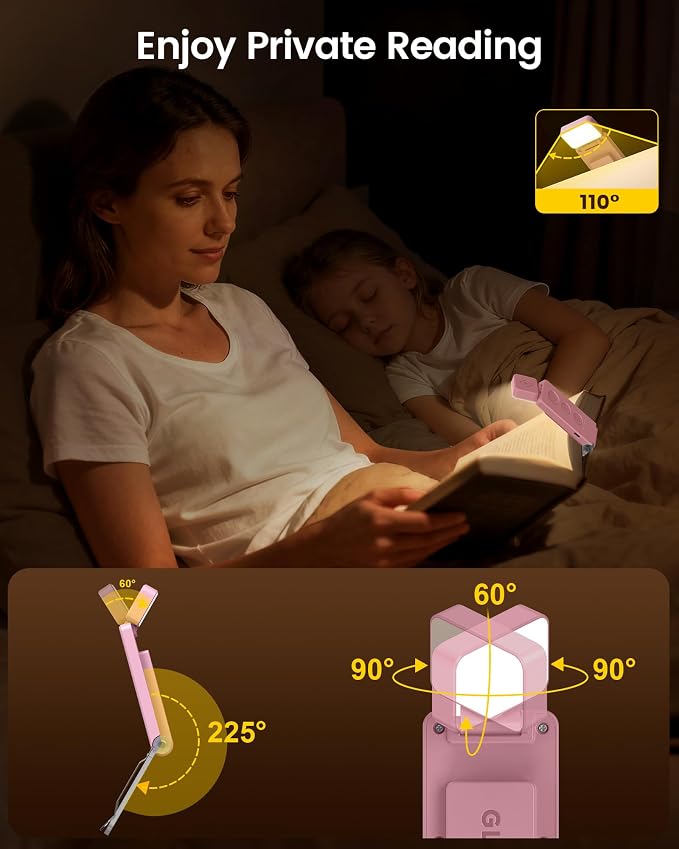 Glocusent Eye-Caring 12 LED Book Light, Compact Rechargeable Reading Light | - Image 7