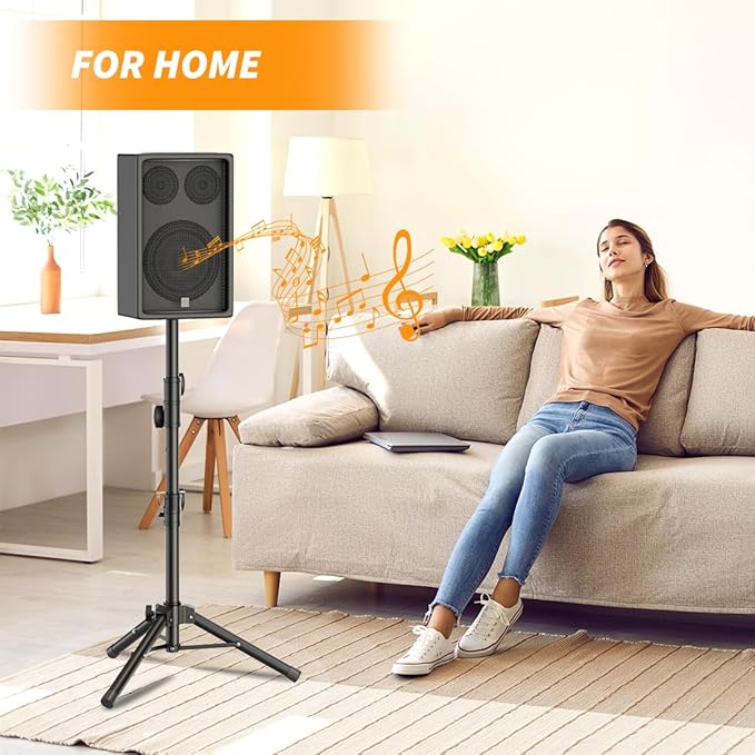 Small Speaker Stands 2 Pack, 24-50 Inch Height Adjustable Speaker Tripod Stand Pair, Lightweight 35mm Compatible Insert, Support 55 LB with 2 Storage Bags