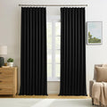 60 Inch Wide Black Pinch Pleated Curtains 60 x 105, Thermal Insulated Noise by KEQIAOSUOCAI