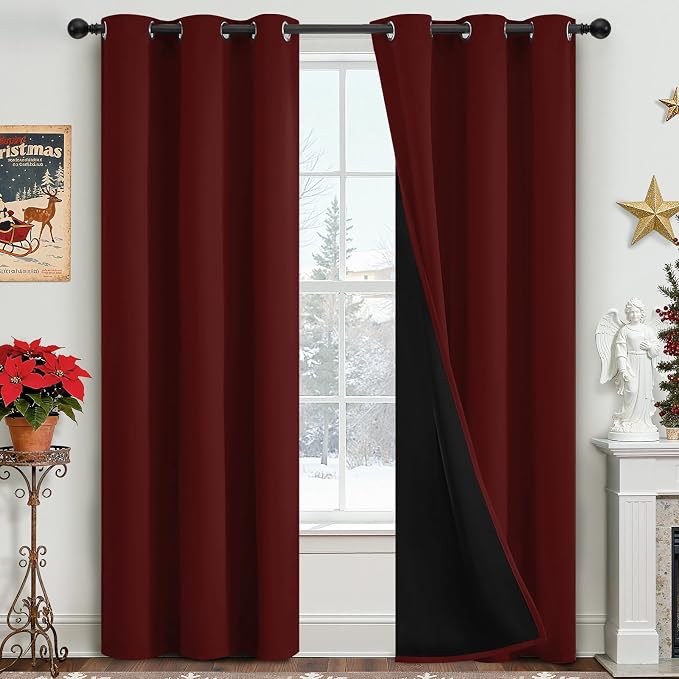 Yakamok Burgundy Red Blackout Curtains 84 Inch Length by Yakamok
