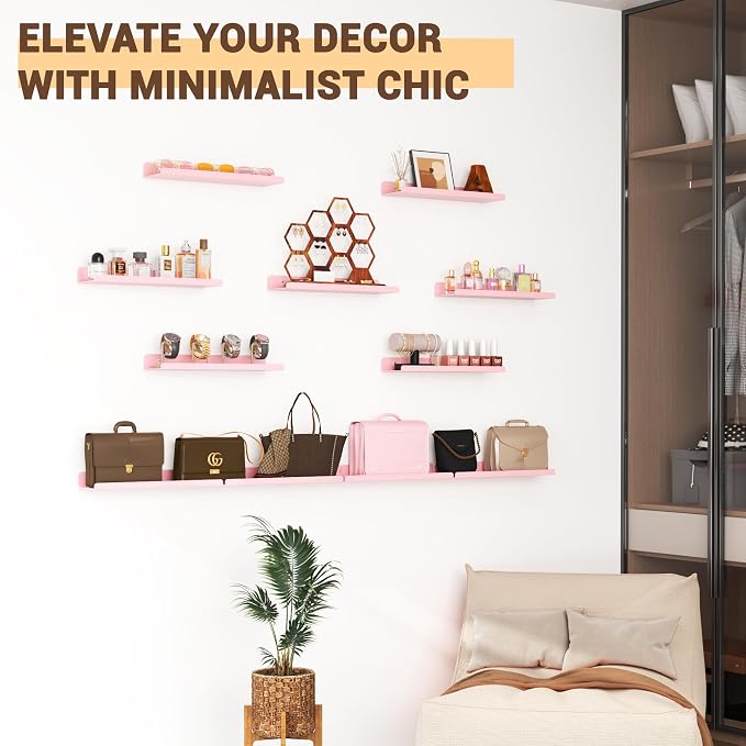 Qukaka Floating Shelves for Wall Decor, Living Room, Bathroom Decor, Nail - Image 3