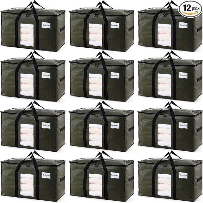 TAILI 12 Pack Green Extra Large Moving Bags, Storage Bag by TAILI