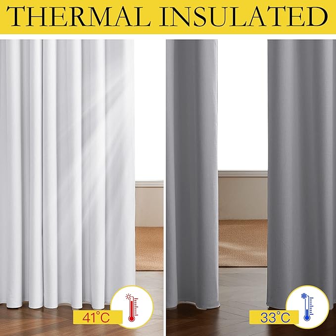 NICETOWN 100% Absolutely Blackout Linen Curtains - Image 3