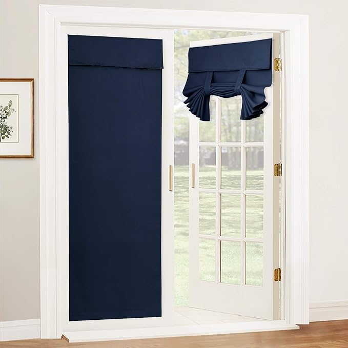 RYB HOME French Door Curtain 80 inch Long, Self Adhesive, by RYBHOME