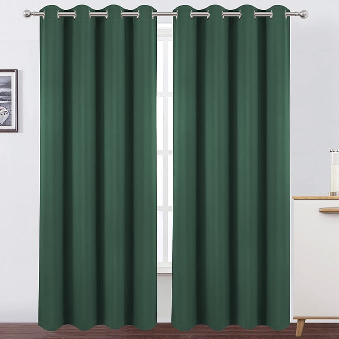 100% Blackout Dark Green Curtains - Image 2