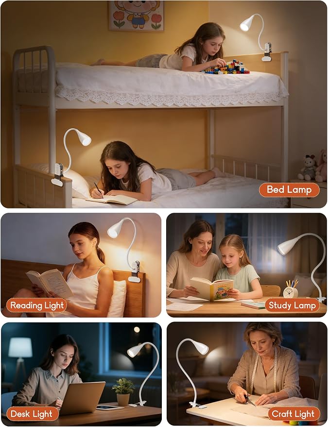 2 PCS Reading Light for Book in Bed, Clip on Light Reading Lamp - Image 7