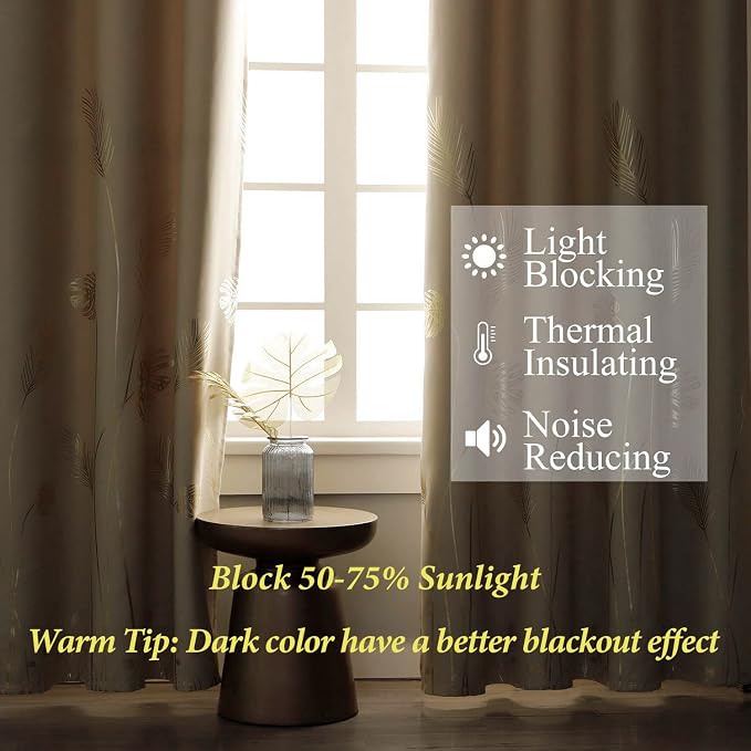 Blackout Curtains Palm Tree Leaf Curtains Energy Saving Curtains Room Darkening - Image 6