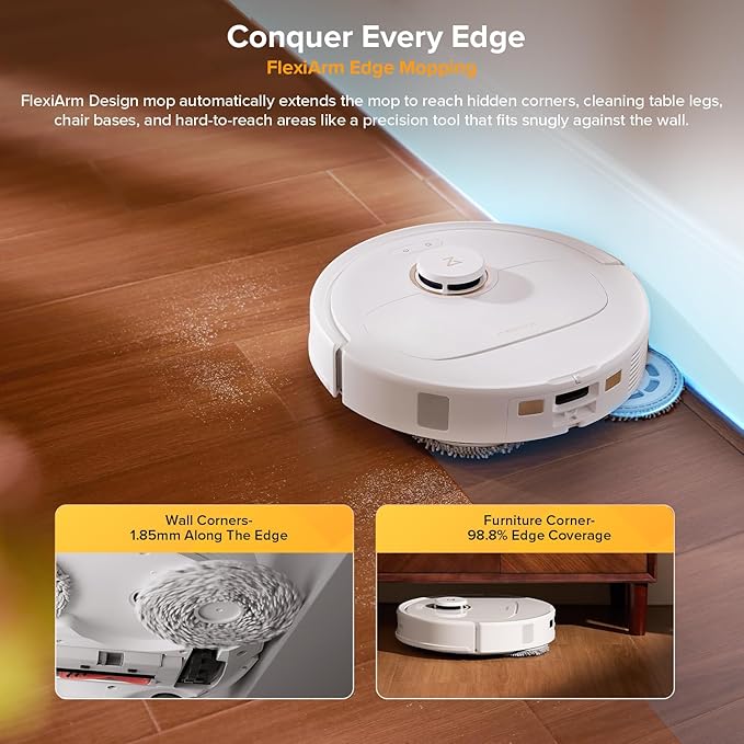 roborock Qrevo S5V Robot Vacuum and Mop, FlexiArm Edge Mopping, 12,000Pa Suction, Dual Zero-Tangle System, Smart Obstacle Avoidance, 10mm Mop Lifting, Auto Mop Washing&Drying, Self-Emptying&Refilling
