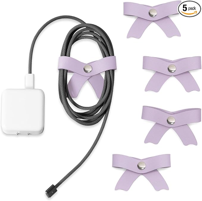 5 Pack Cord Organizer, Bow Cord Keeper, Cable Organizer USB Holder, Leather by SenseAGE