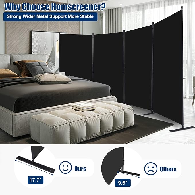 Room Divider 4 Panel-136''Wide, 6FT Room Dividers and Folding Privacy Screen | - Image 3