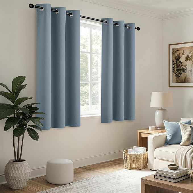 Stone Blue Blackout Curtains for Bedroom Living Room W40 x L72 Inch | 72 Inch - Image 5