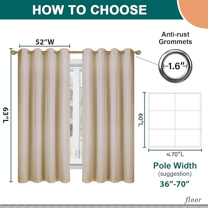 Diraysid 100% Blackout Curtains Beige Linen Curtains - Image 5