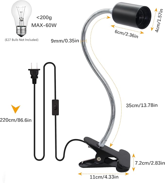 Clip Lamp Holder Adjustable Switch Clip Light Flexible Clip lamp Holder Clip - Image 2