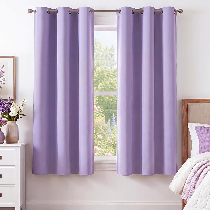 NICETOWN Lavender Purple Room Darkening Curtains 63 Inches Long 2 Panels by NICETOWN