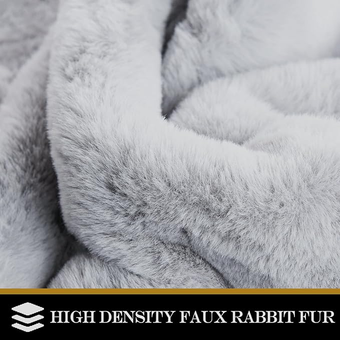 Latepis Grey Fluffy 4x6 Gray Rugs for Bedroom Faux Rabbit Fur Rug Washable Rugs Shag Rug for Living Room, Dorm, Playing Room, Nursery Room