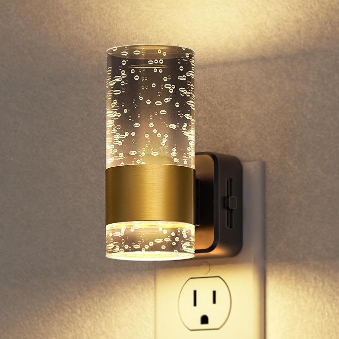 Briignite Night Light, Dimmable Night Lights Plug into Wall, LED Night Light with 0-100 LM Adjustable Brightness, 3000K Automatic Plug in Night Lights with Dusk to Dawn Sensor, for Bathroom Hallway