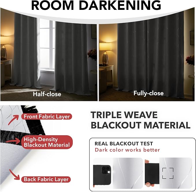 Deconovo Curtains for Living Room, Pattern Blackout Curtains 84 Inches Long | - Image 6