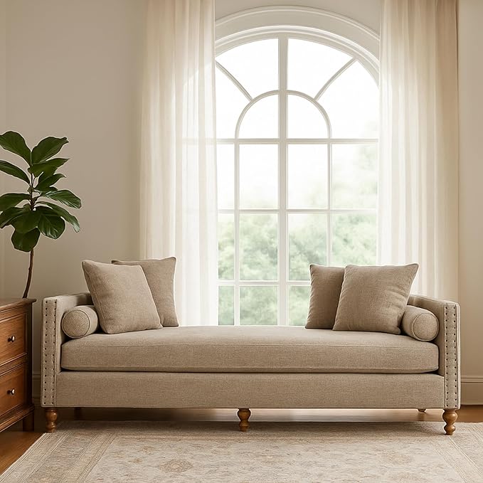 75.2" Oversized Chaise Lounge, Chenille End of Bed Bench by Aortzio