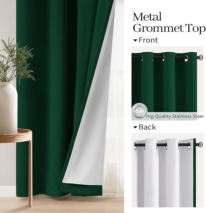 COSVIYA Drak Green 100% Blackout Curtains - Image 4