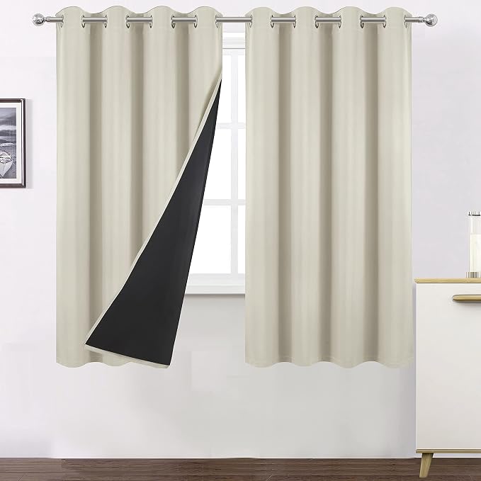 Total Blackout Light Beige Curtains by Lemomo