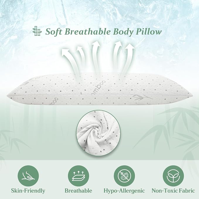 Dreamood Body Pillow with Soft Pillowcover Shredded Memory Foam - Image 5