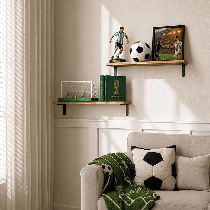 RICHER HOUSE Rustic Wood Floating Shelves, 2-Set Wall Mounted Shelves, 16In | - Image 2
