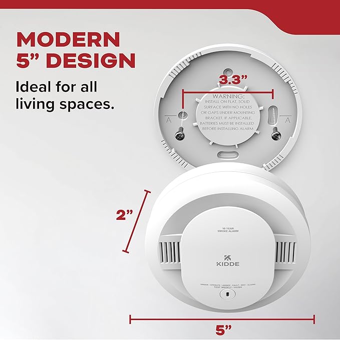 Kidde Smoke Detector, 10-Year Battery Powered, Voice Alerts, LED Warning Light Indicators, 20SD10-V