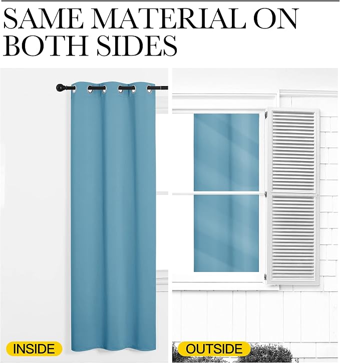 NICETOWN Teal Blue Blackout Curtains 102 inches Length - Image 5