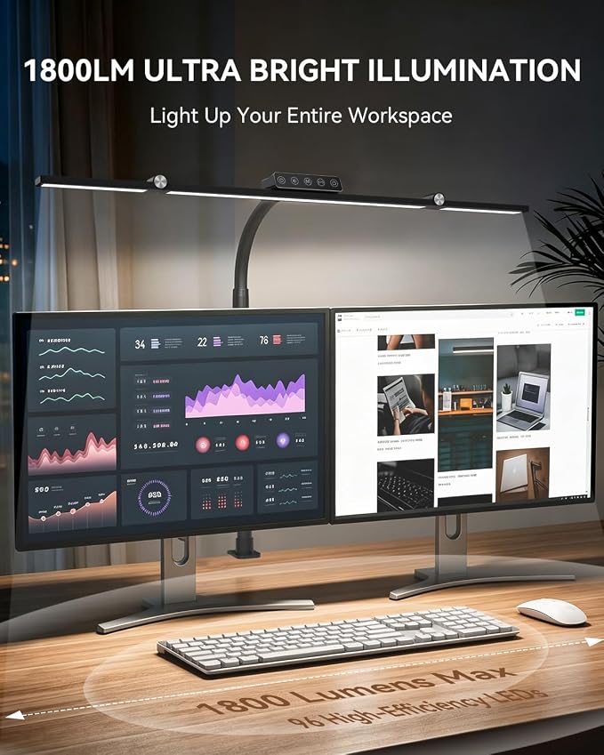 LED Desk Lamp with Clamp, 24W 3-Panel Light - Image 3