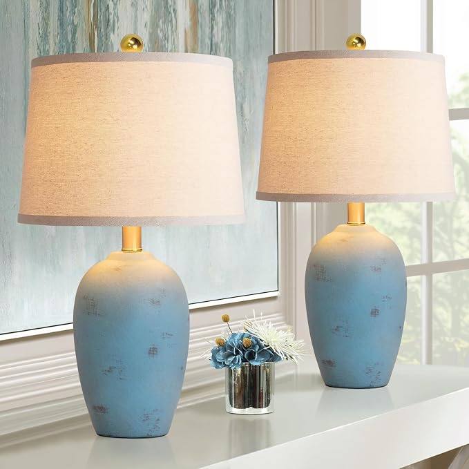 AIEAMPDO 21'' Set of 2 Coastal Small Ceramic Lamps - Image 4