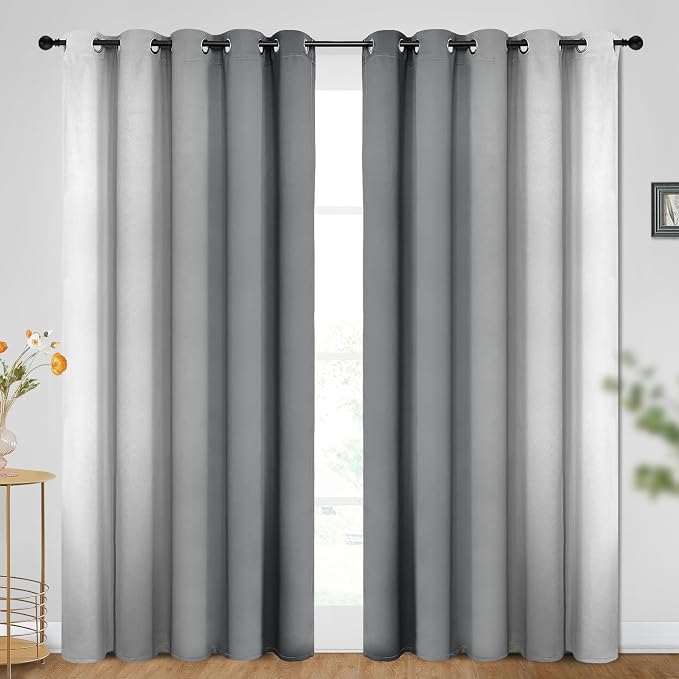 SimpleHome Ombre Grey to Grey White Curtains - Image 2
