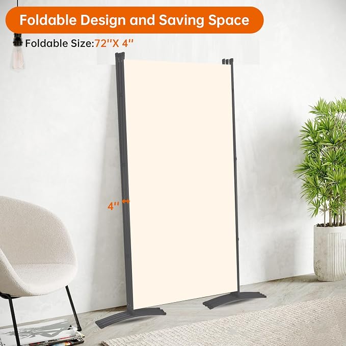 Room Divider 6FT Folding Privacy Screens, 4 Panel Partition Room Dividers | 6FT - Image 5