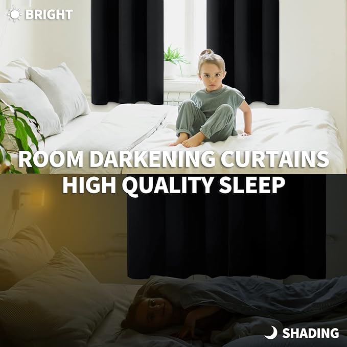 BGment Black Blackout Curtains 40 Inches Long - Image 4