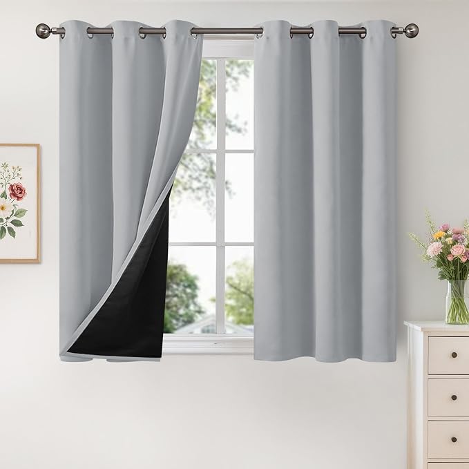 YoungsTex 100% Blackout Curtains 40 Inch Length, Thermal Insulated Drapes by YoungsTex