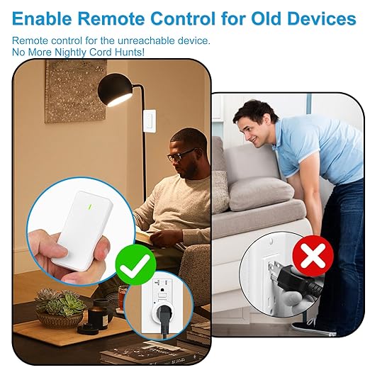 15 amp Plug with Remote,GreenCyle 3 Remote Control Outlet Plug with 1 Switch,Wireless On/Off Light Switch Wall Mounted,15A/1500W,TUV List,No Wiring Needed,500ft RF Range,for Lamp,Household Appliances