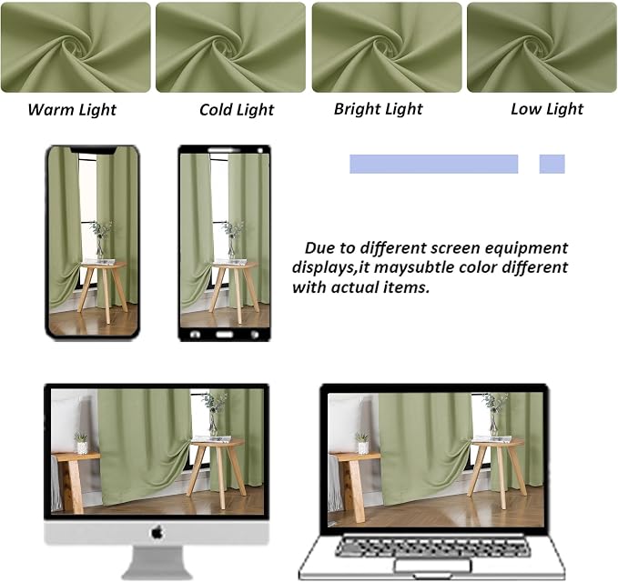 Simplebrand Ava Sage Green Short 24 Inches Blackout Curtain 2 Panels Set - Image 8