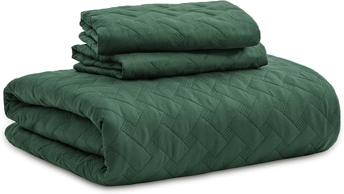 Bedsure California King Quilt, Lightweight Comforter, Dark Green Bedspread | - Image 9