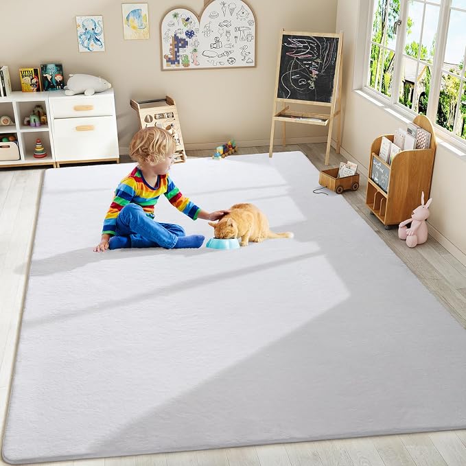 Modern Area Rugs for Bedroom Living Room, 5x8 White Memory Foam Rug | Thickened - Image 8