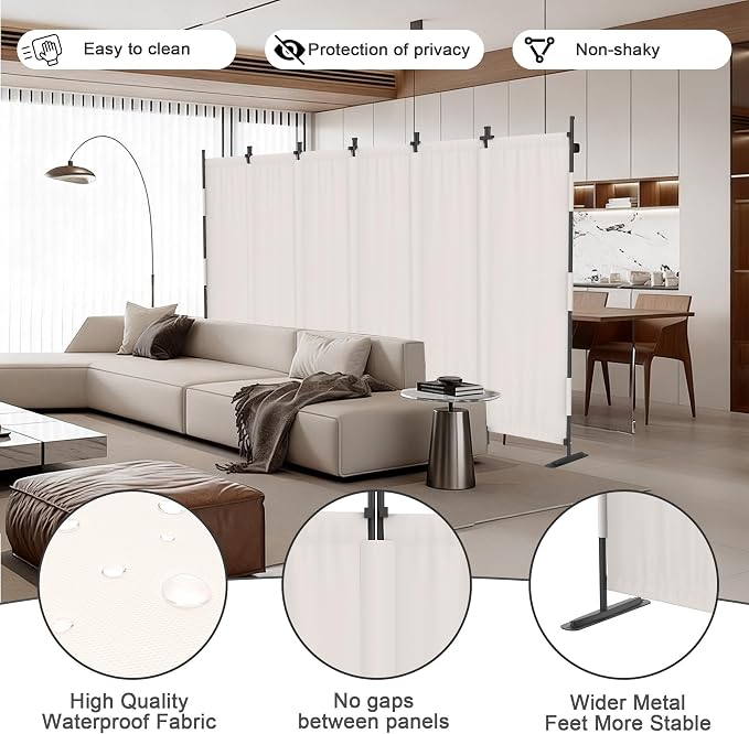 6 Panel Room Divider, 6ft Folding Screen Portable Wall Partition Room Divider - Image 2