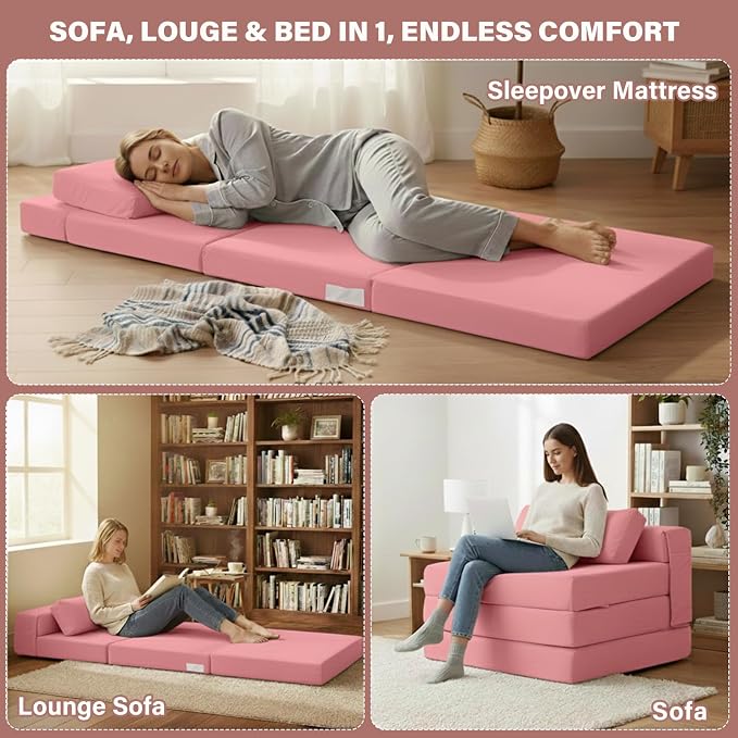 Folding Sofa Bed Chair, 4-Fold Convertible Sleeper Chair - Image 3