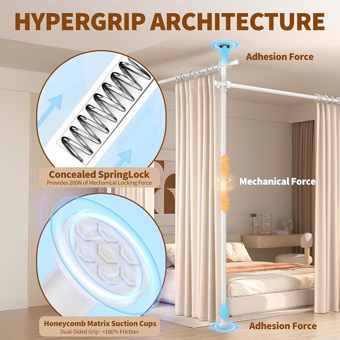 Room Divider for Room Separation, 4-10ft 28-209inch Adjustable Temporary - Image 3