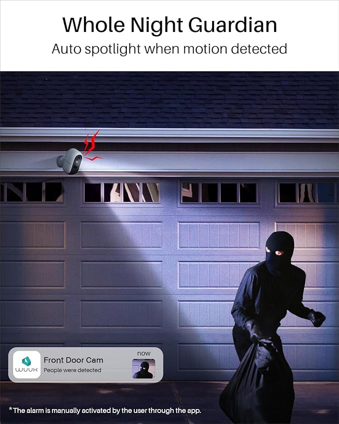 WUUK Security Cameras Wireless Outdoor, Indoor Camera, Home Surveillance System, 2K, No Monthly Fee, Motion Alert, Night Vision, 2.4/5 GHz WiFi, Compatible with Alexa & Google, 4-Camera Kit